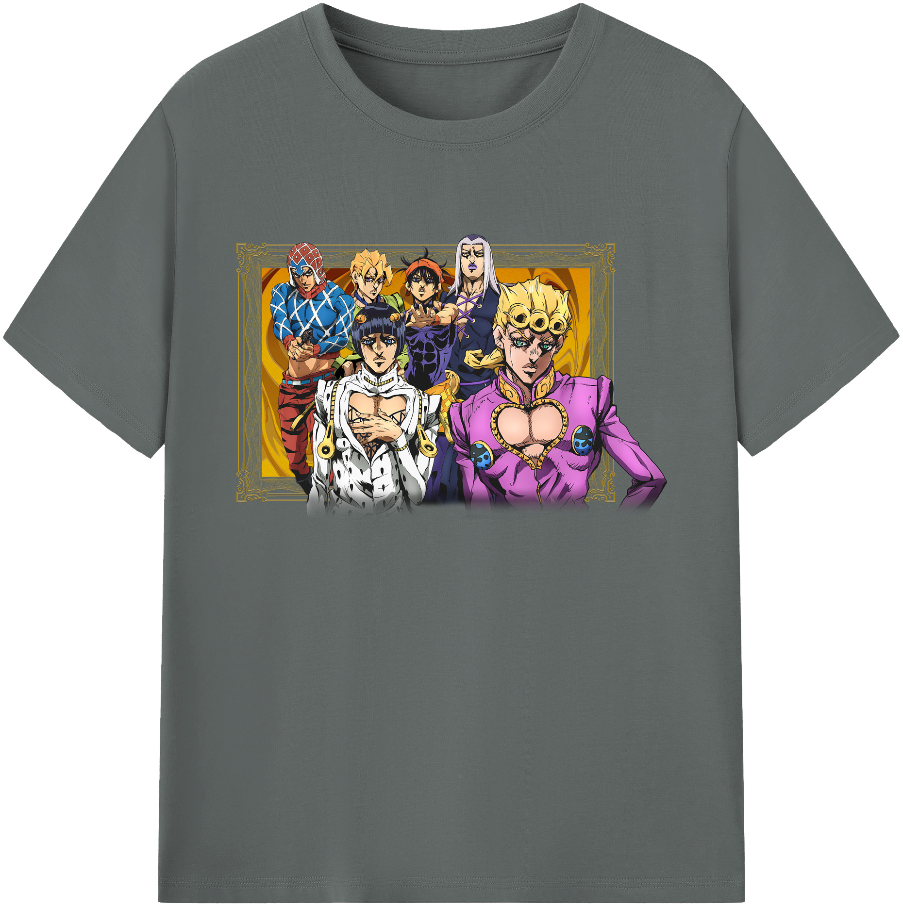（画像用） ジョジョの奇妙な冒険 ジョルノ?ジョバァーナ JoJo's Bizarre Adventure Giorno Giovanna 綿100％ メンズ半袖Tシャツ｜肌触りやわらか＆通気性